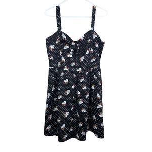 Hot Topic Grunge Goth Black Retro Skull Polka Dot Babydoll Dress Women’s Large